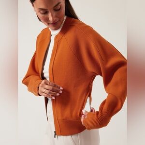 Athleta Size XS Sequoia Sweater Rib Knitted Cardigan Foliage Orange